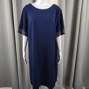Karl Lagerfeld Navy Blue Midi Dress With Pearl Accents. Size 20W